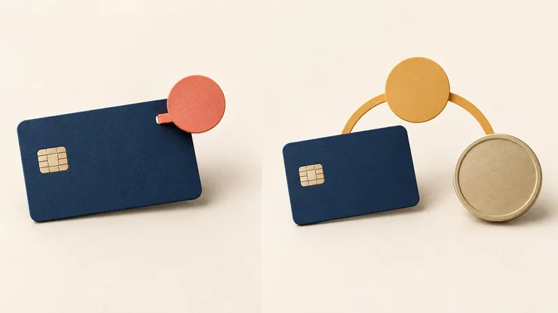 Concept illustration comparing a card-only extra fee with a general fee shared by card and cash payments.