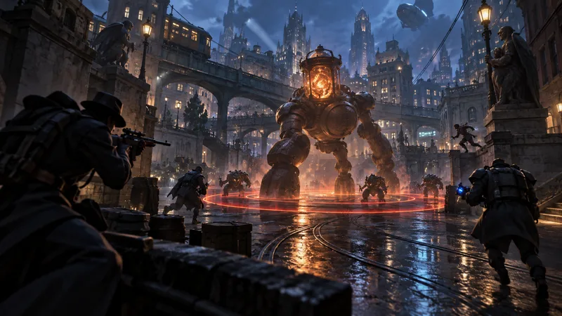 Conceptual night-time city arena with revised lanes, neutral creatures and a clear Walker danger indicator.