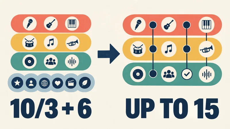 A conceptual diagram compares the Academy's standard 10/3 plus six General Field categories with an opt-in option capped at 15 peer-related categories.