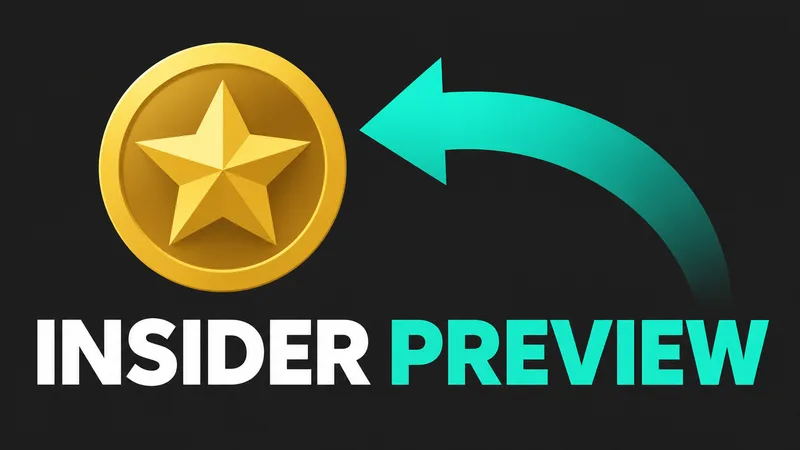 A generic gold achievement medal sits beside a teal arrow curving backward above the words INSIDER PREVIEW.